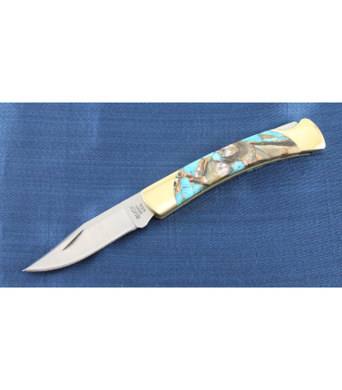 Buck 55 Turquoise/Abalone/Bron