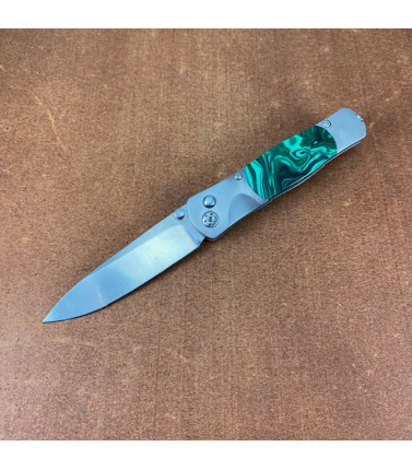 Blue Green Kingman Nugget Turquoise 3 Damascus Knife