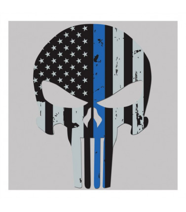Thin Blue Line Skull Sticker