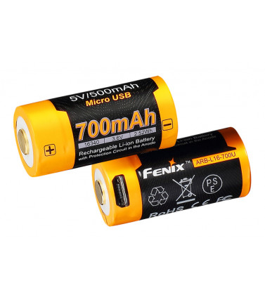 16340 USB Recharg 700mAh