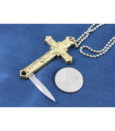 Brass Cross Knife Necklace