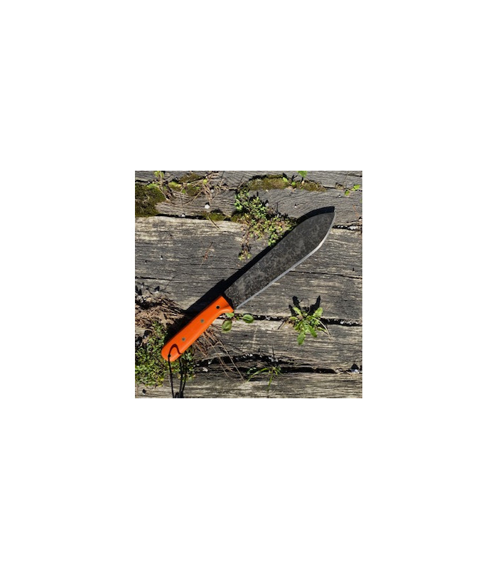 Overland Machete 1075 Blade Steel Orange G10 Handle Scales Kydex